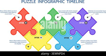 Puzzle timeline infographic Stock Vector