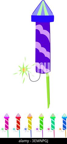 new firework rocket vector cartoon graphic Stock Vector