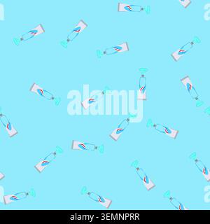 seamless pattern toothbrush toothpaste cartoon vector Stock Vector