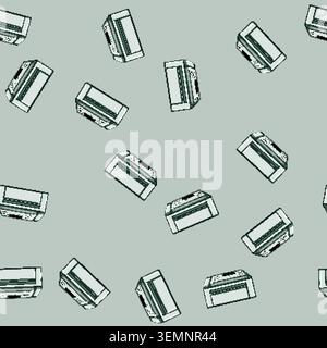 seamless pattern phone fax machine cartoon vector Stock Vector