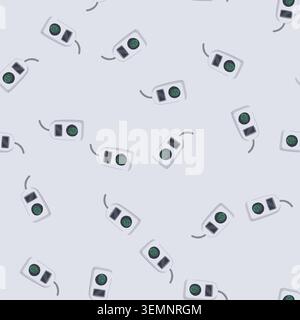 seamless pattern mobile fingerprint scanner cartoon vector Stock Vector