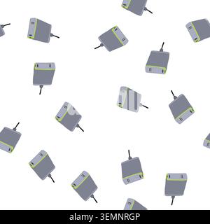 pattern usb multi device charging station cartoon vector Stock Vector