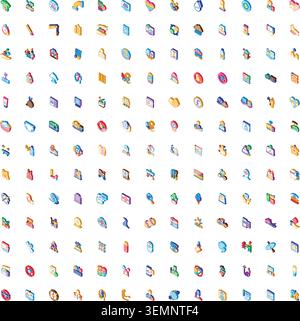 Isometric business and web design elements icon set Stock Vector