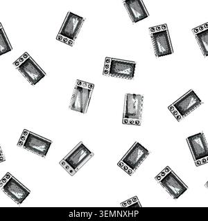 pattern furniture oven kitchen cartoon vector Stock Vector