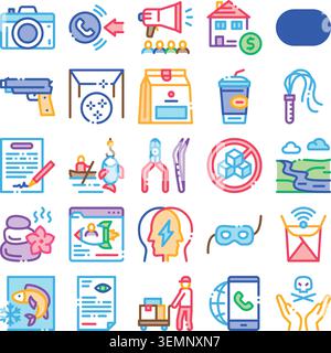 Diverse collection of outlining glyph signs infographic Stock Vector