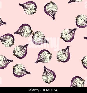 pattern onion red sketch hand drawn illustration Stock Vector