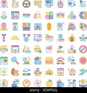 Diverse icons representing modern lifestyle and technology Stock Vector