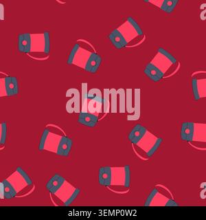 seamless pattern container thermos cartoon vector Stock Vector