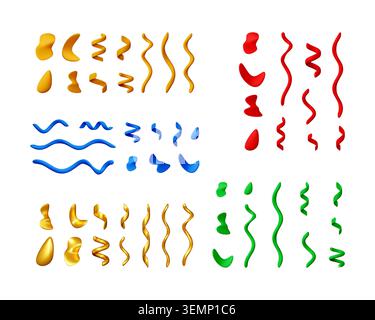 Collection of 3d abstract shapes and wavy lines Stock Vector