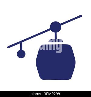 Blue Flat Vector Icon of Cable Car Gondola Lift Stock Vector