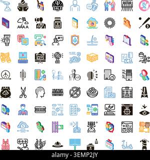 Large collection of diverse isometric and outline icons Stock Vector