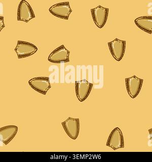 seamless pattern metal medieval shield cartoon vector Stock Vector