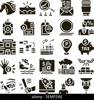 Collection of business and economy glyph icons Stock Vector
