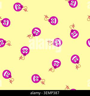 seamless pattern detonation bomb character cartoon vector Stock Vector