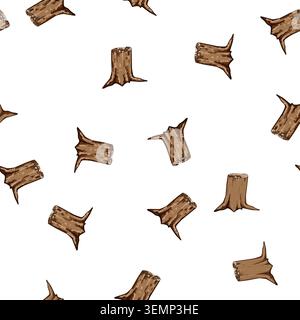 pattern tree stump cartoon vector Stock Vector