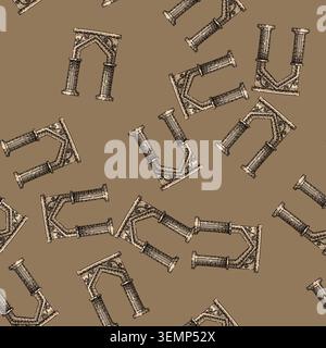 pattern Ancient architectural archway with classical columns drawing Stock Vector