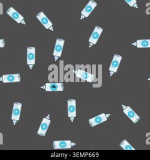 seamless pattern optical contact lens solution cartoon vector Stock Vector