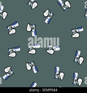 seamless pattern airway inhaler portable cartoon vector Stock Vector