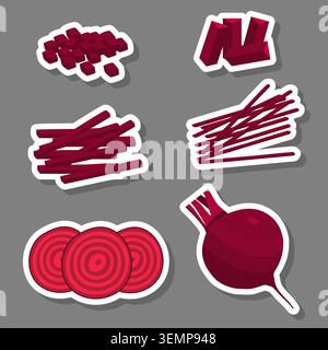 Illustration on theme of set tasty natural eco product vegetable beetroot, pattern consisting of kit various options meal vegetable beetroot, abstract Stock Vector