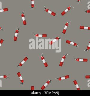 seamless pattern flame fire extinguisher cartoon vector Stock Vector