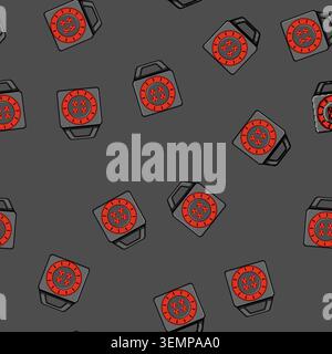 seamless pattern Power cord reel providing multiple electrical outlets for energy Stock Vector