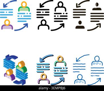knowledge sharing set icon vector outline Stock Vector