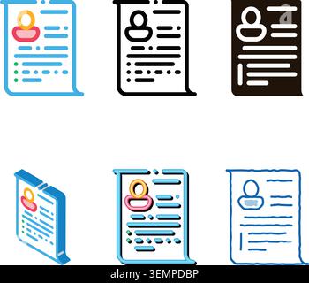 candidate curriculum vitae cv worksheet vector pack Stock Vector