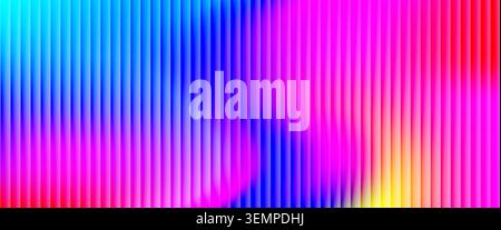 Glass gradient layered backdrop with blending colours and chroma. Bright glass gradient for music banner and sport layout. Ribbed neon vector bg for p Stock Vector