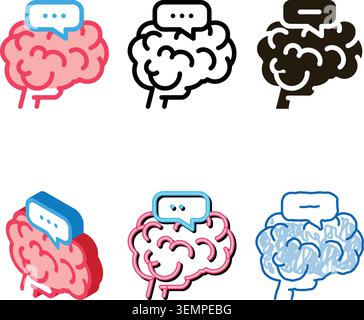 forms dementia brain icon vector outline Stock Vector