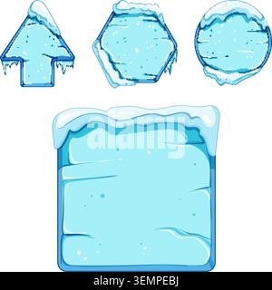 Ice game buttons and frames for user interface design Stock Vector