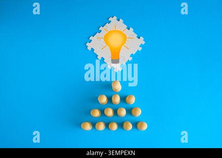 Business concept for innovation,collaboration,cooperation,teamwork,idea,communication,human resources,recruitment and team building. light bulb and ji Stock Photo