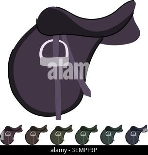 Equestrian sport saddle with stirrup and strap graphic Stock Vector