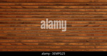 Wooden planks pattern, seamless horizontal wall panel with natural grain texture. Realistic vector background, wood floor with brown timber, top view, retro interior design projects, rustic backdrop Stock Vector
