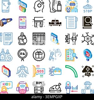Diverse collection of business and medical icons Stock Vector