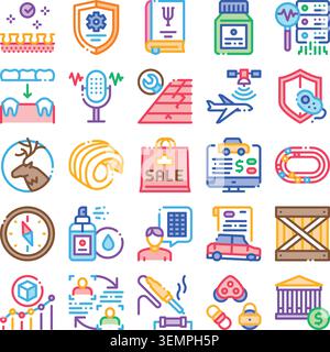 Set of icons representing various industries and concepts Stock Vector