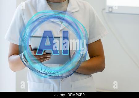Doctor using artificial intelligence in medical practice Stock Photo