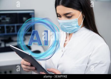 Doctor using artificial intelligence in medical practice Stock Photo