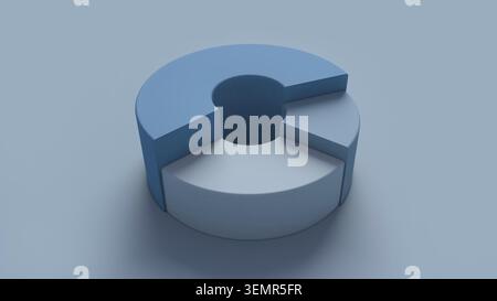 Segmented cylinder graph displaying statistical data visualization on a monochromatic background. Business, finance, and marketing concept Stock Photo
