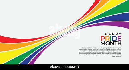 Abstract pride month rainbow groovy Wavy Line design in Hippie Retro style. Vector pattern ready to use for cloth, textile Stock Vector