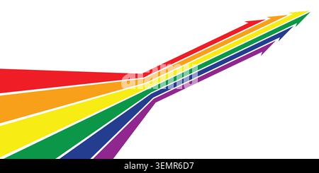 Abstract Pride month rainbow with arrow direction illustration flat design copy space business leader speed concept Stock Vector