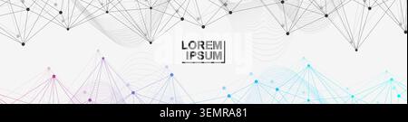 Geometric abstract background with connected line and dots. Structure molecule and communication. Big Data Visualization. Medical, technology, science Stock Vector