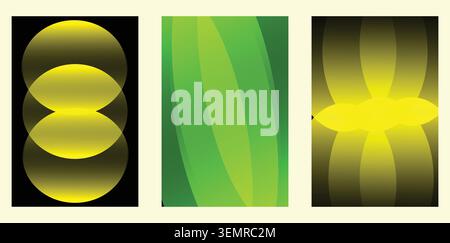 Abstract neon glowing background vector set with yellow circles and green Stock Vector