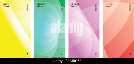 Abstract colorful poster template set with pastel gradient wave shapes. Stock Vector