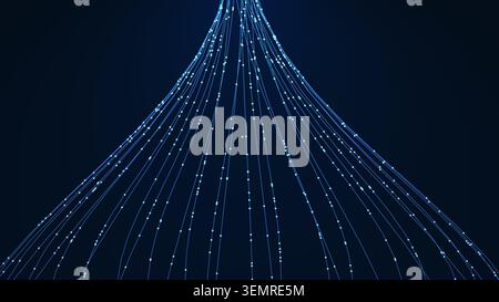 Abstract Technology Background with Digital Data Flow Network and Futuristic Light Connections Stock Vector