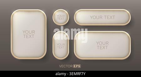 Stylish 3D neumorphic button set featuring soft, rounded shapes for modern design. Vector illustration Stock Vector