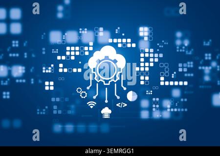 Cloud technology and data connection concepts for SaaS and ERP systems in modern business Stock Photo