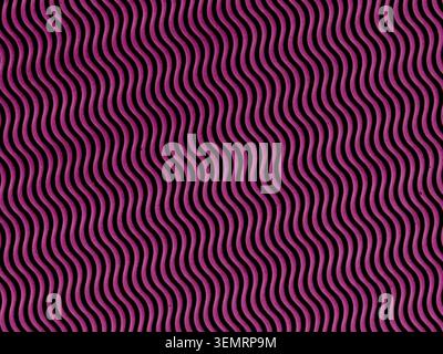 Undulating purple waves form a repetitive pattern across the entire image. The design consists of parallel wavy lines, creating an optical illusion wi Stock Photo