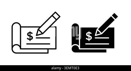 Signing cheque icon graphic design. web icons vectors. Stock Vector
