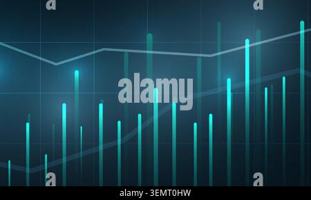 Dark blue abstract technology background with business candle stick graph chart of stock market investment trading concept. Vector illustration Stock Vector