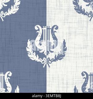 Damask modern seamless pattern element with harp. Vintage classical old fashioned damask ornament, seamless texture for wallpapers, textile. Stock Vector